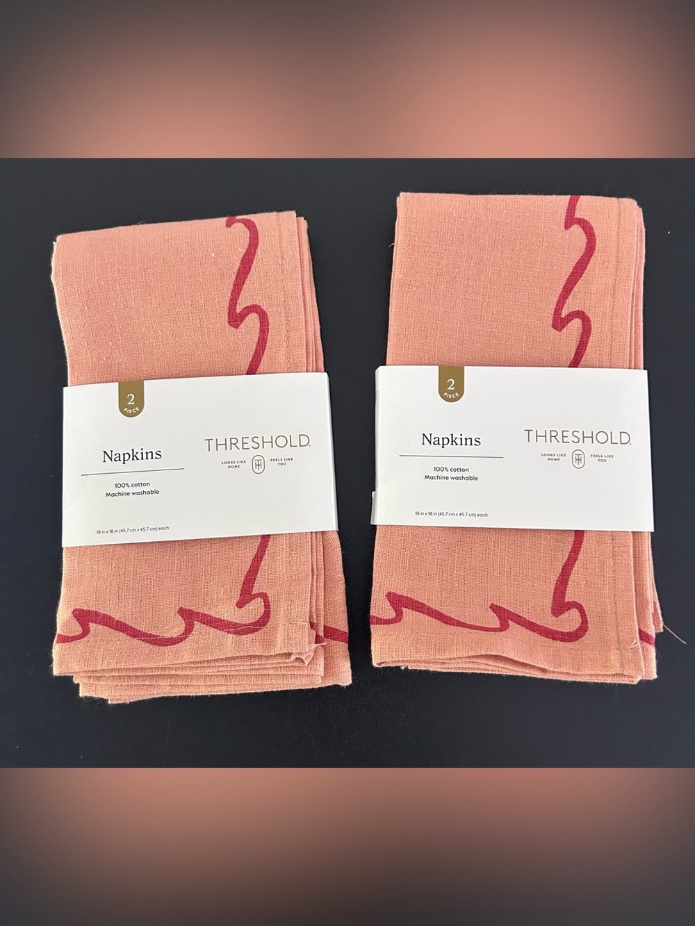 Threshold Coastal Cloth Napkins Orange 2-Pack Fabric Table Napkins Lot of 2 New